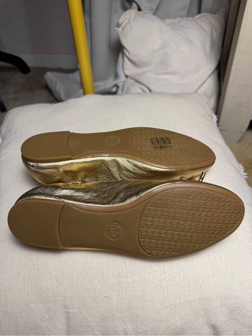 Michael Kors Gold Leather Ballet Flats with Bow - Picture 8 of 8
